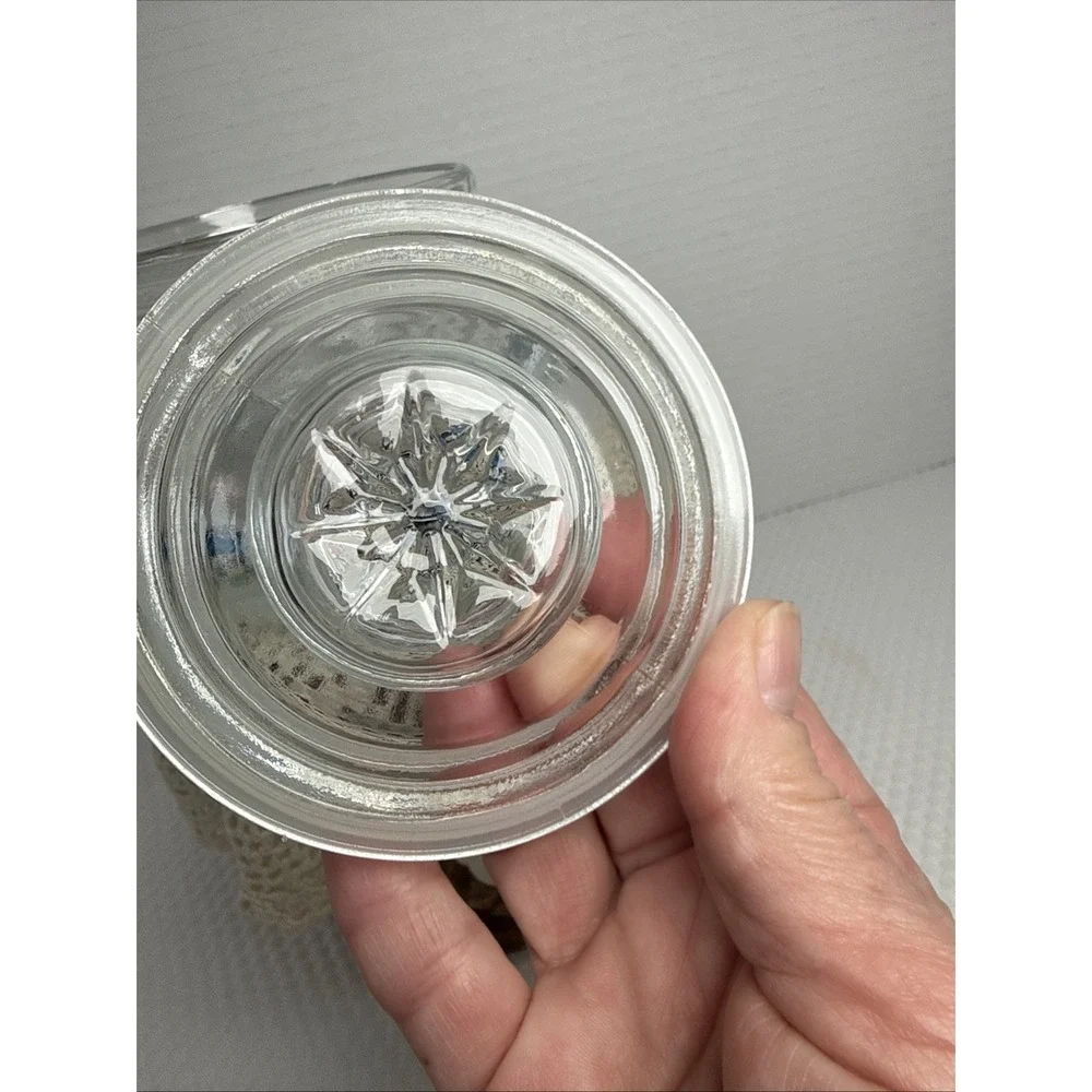 KIG Indonesia Vintage Glass Candy Jar Cannister Apothecary Lid Happy Cows. 5X5